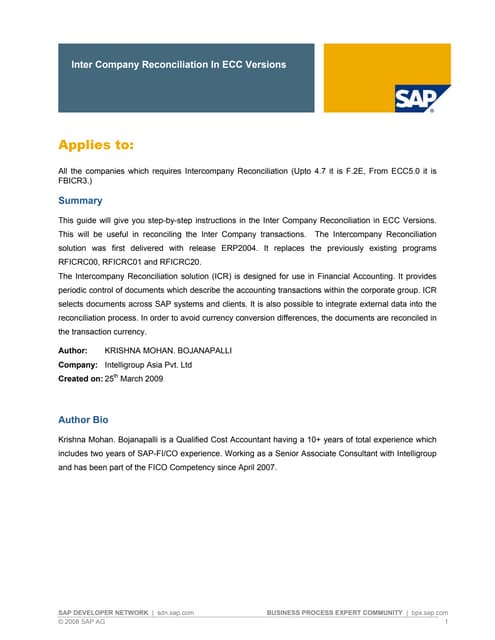 inter-company-reconciliation in SAP