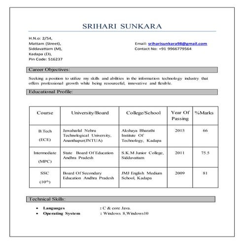 SriHari Resume