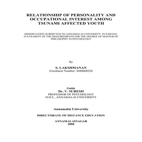 M.Phil thesis by S.Lakshmanan