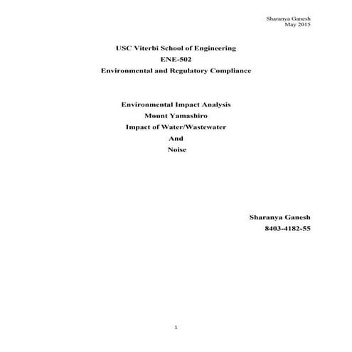 Writing Sample - Draft EIR