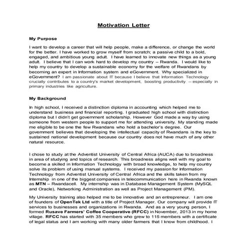 Motivation Letter