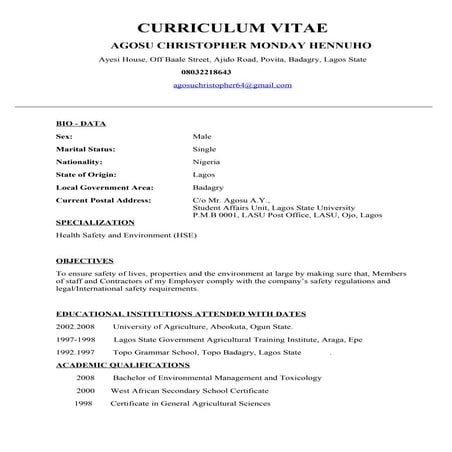 My Recent CV | DOC