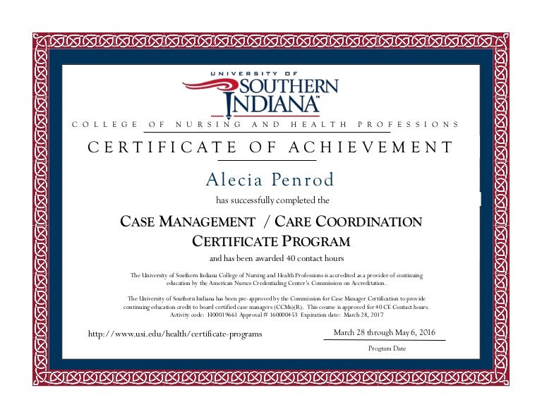 USI case management certificate