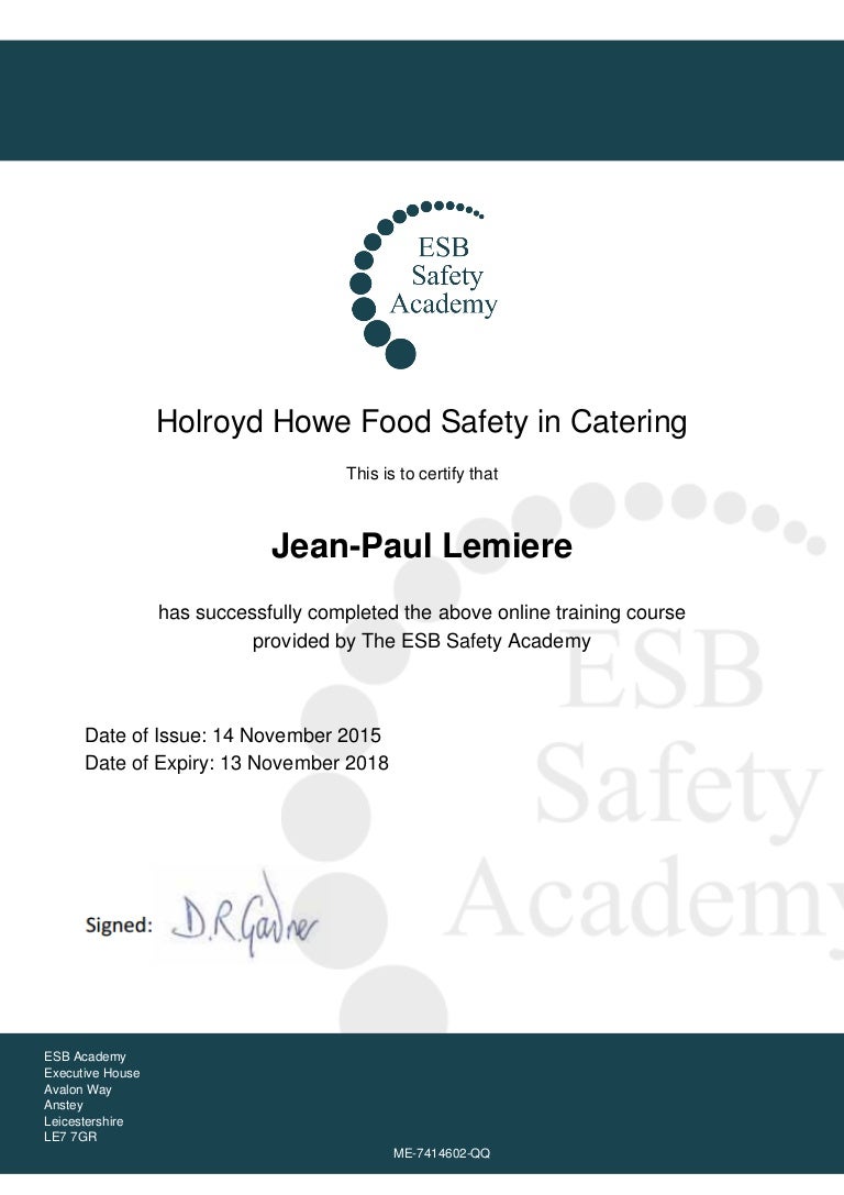 Food Safety Certificate