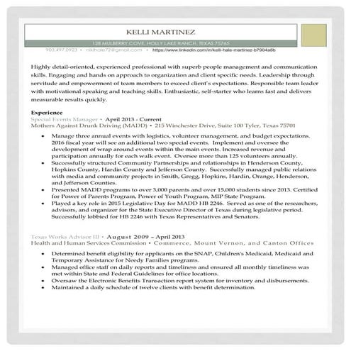 Kelli Martinez resume