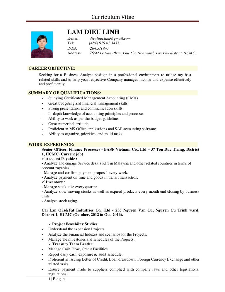 1 LAM DIEU LINH Resume