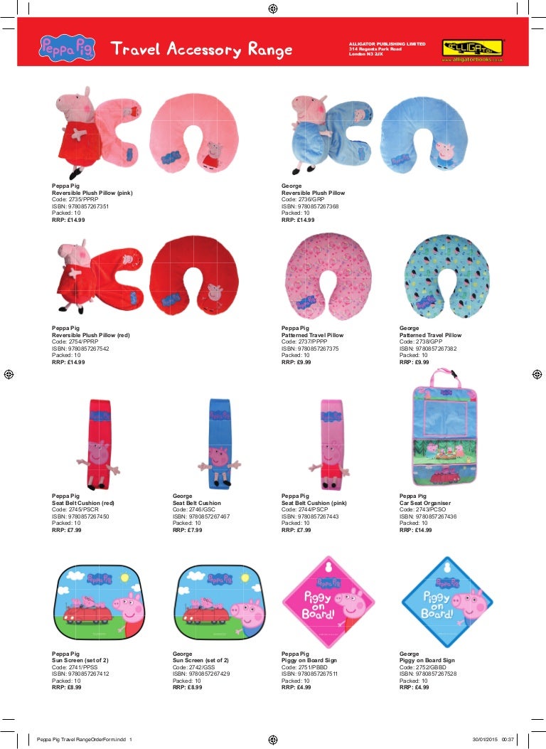 peppa pig reversible travel pillow