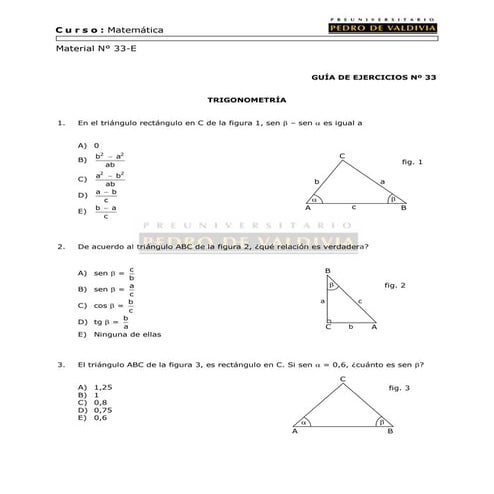 62 ejercicios trigonometría