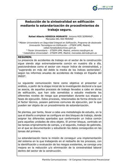 Reducción de la siniestralidad en edificación mediante la estandarización de ...