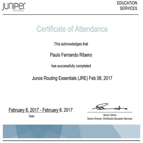 Junos Routing Essentials (JRE)