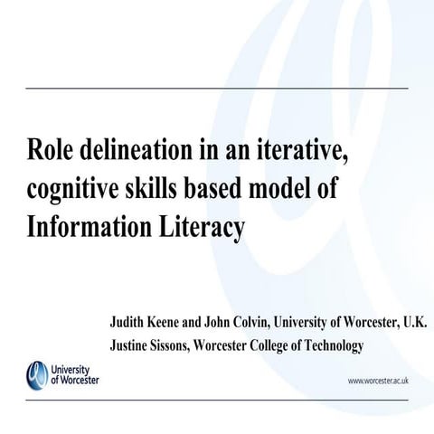Role delineation in an iterative, cognitive skills based model of information...