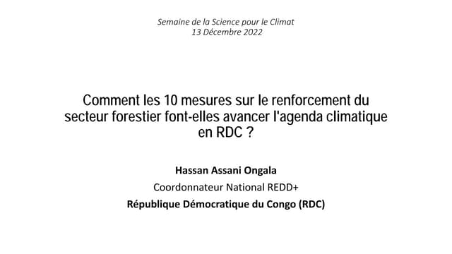 thumbnail of Comment les 10 mesures sur le renforcement du secteur forestier font-elles avancer l'agenda climatique en RDC?