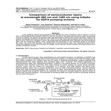 Comparison of semiconductor lasers at wavelength 980 nm and 1480 nm using InG...