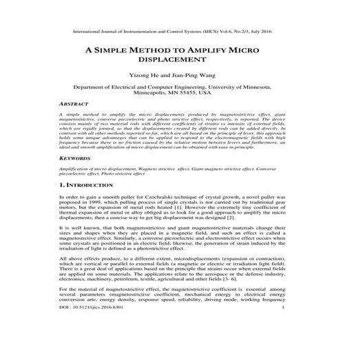 A SIMPLE METHOD TO AMPLIFY MICRO DISPLACEMENT