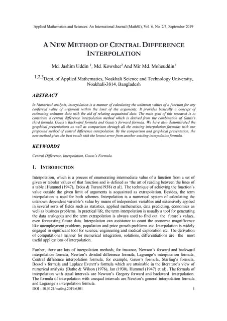 A New Method Of Central Difference Interpolation Pdf Physics Science A New Method Of Central Difference Interpolation Pdf Physics Science