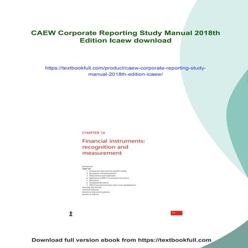 CAEW Corporate Reporting Study Manual 2018th Edition Icaew