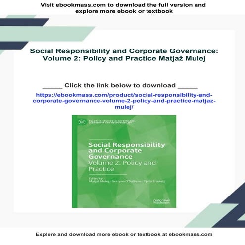 Social Responsibility and Corporate Governance: Volume 2: Policy and ...