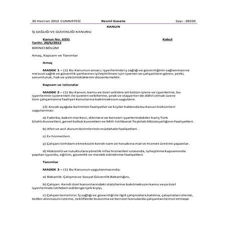 6331 sayılı isg kanunu