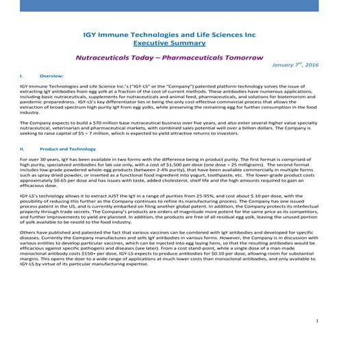 IgY Exec Summary Jan 7 '16