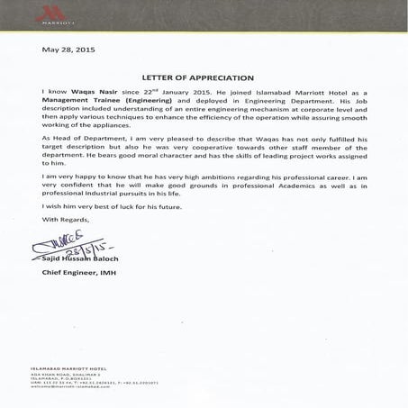 Letter of Appreciation | PDF