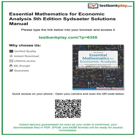 Comprehensive Solutions Manual for Essential Mathematics in Economic ...