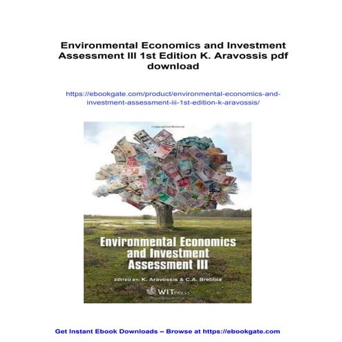 Environmental Economics and Investment Assessment III 1st Edition K. Aravossis