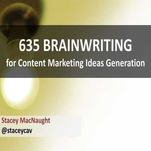 635 Brainwriting for Content Marketing Ideas Generation by @staceycav