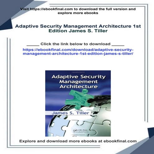 Adaptive Security Management Architecture 1st Edition James S. Tiller