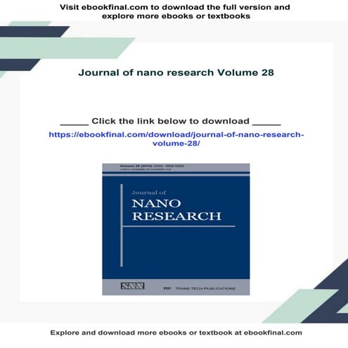 Download full ebook of Journal of nano research Volume 28 instant download pdf