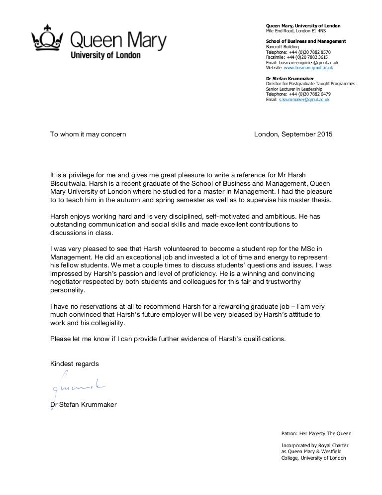 Character Reference Letter From Supervisor