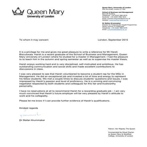 QM Reference Letter