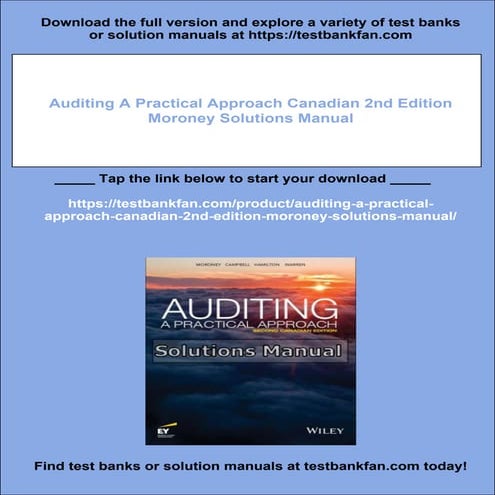 Auditing A Practical Approach Canadian 2nd Edition Moroney Solutions Manual