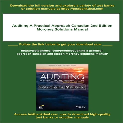 Auditing A Practical Approach Canadian 2nd Edition Moroney Solutions Manual