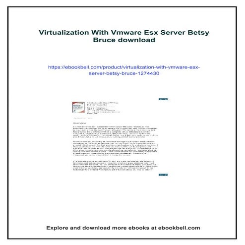 Virtualization With Vmware Esx Server Betsy Bruce | PDF
