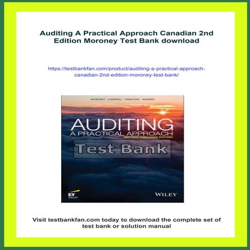 Auditing A Practical Approach Canadian 2nd Edition Moroney Test Bank | PDF