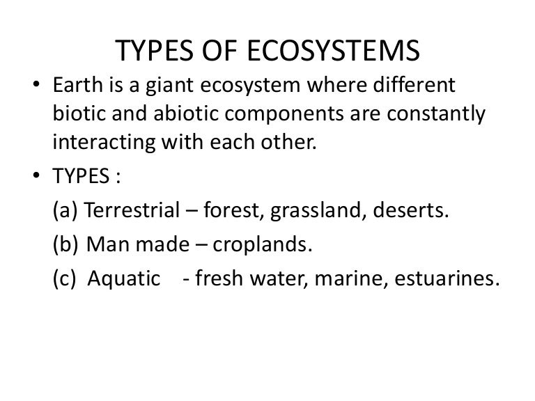 types of ecosystems