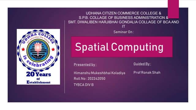 SPATIAL COMPUTING SPATIAL COMPUTING SPATIAL
