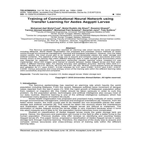 Training of Convolutional Neural Network using Transfer Learning for ...
