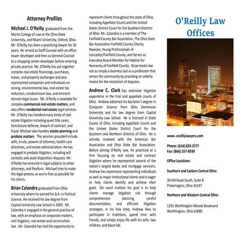 O'Reilly Law Offices Brochure