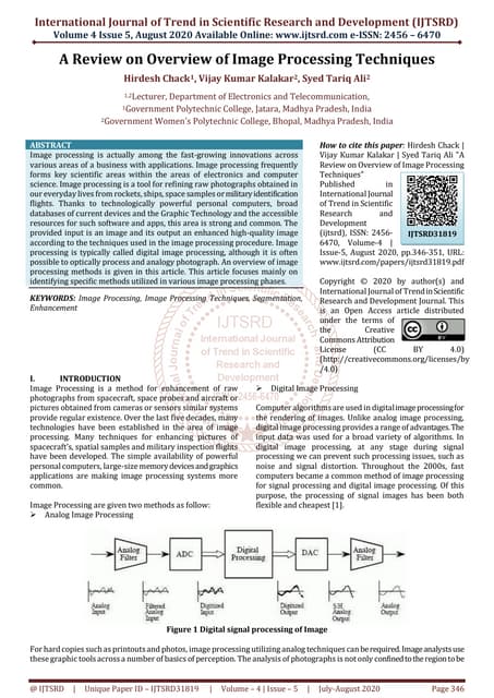 A Review on Overview of Image Processing Techniques