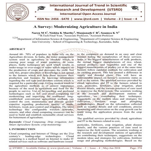 A Survey: Modernizing Agriculture in India