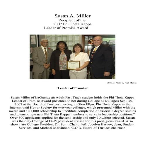 Board of Trustees award to Miller