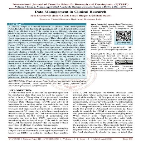 Data Management in Clinical Research | PDF
