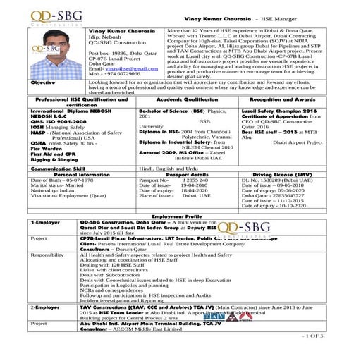 HSE Manager CV | PDF