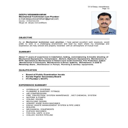 Deepu viswambharan cv