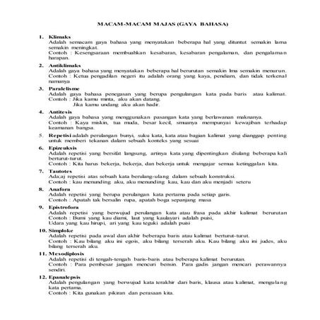 63 majas Ringkasan Jenis-jenis Majas