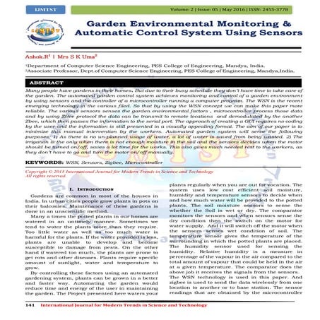 Garden Environmental Monitoring & Automatic Control System Using Sensors