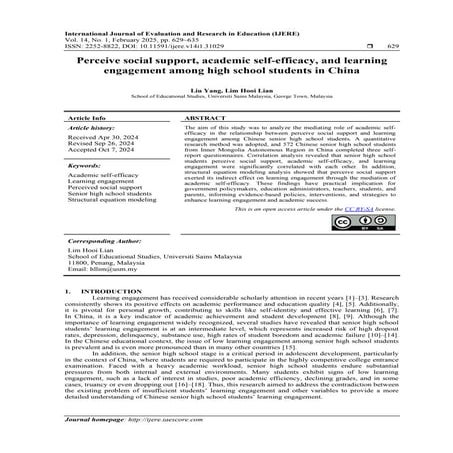 The influence of perceive teacher support on high school students ...