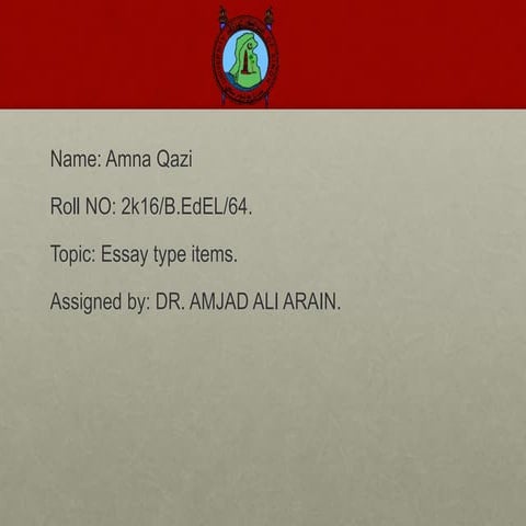 Objective and Essay Type Items | PPTX