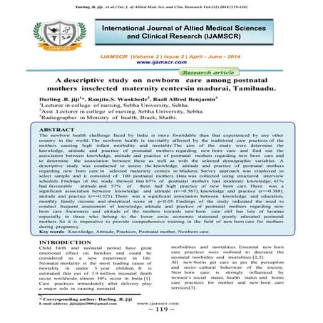 A descriptive study on newborn care among postnatal mothers in selected mater...